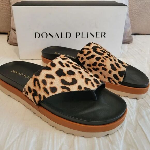 Donald J. Pliner Shoes - Donald Pliner / Leopard Calf Hair Sandal in Black / Luxury Animal Print Sandals